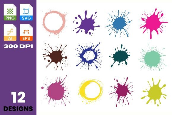 Paint Splatter Clipart Set: A Designer's Review for Embroidery