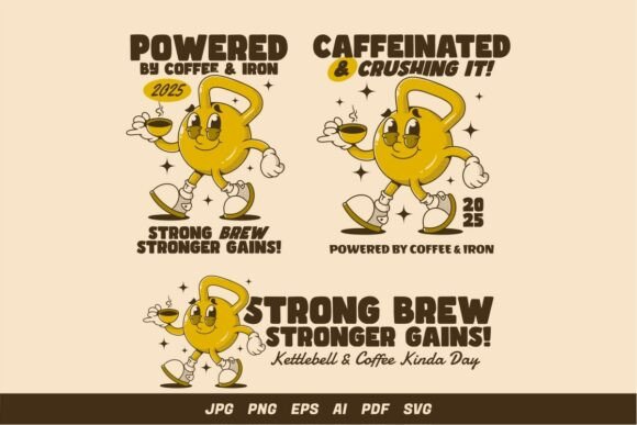 Retro Kettlebell Coffee Character: A Designer's Review