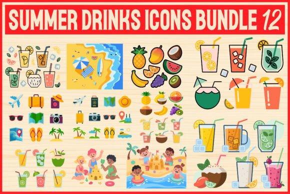 Summer Drinks Icons Bundle: A Designer's Review for Embroidery